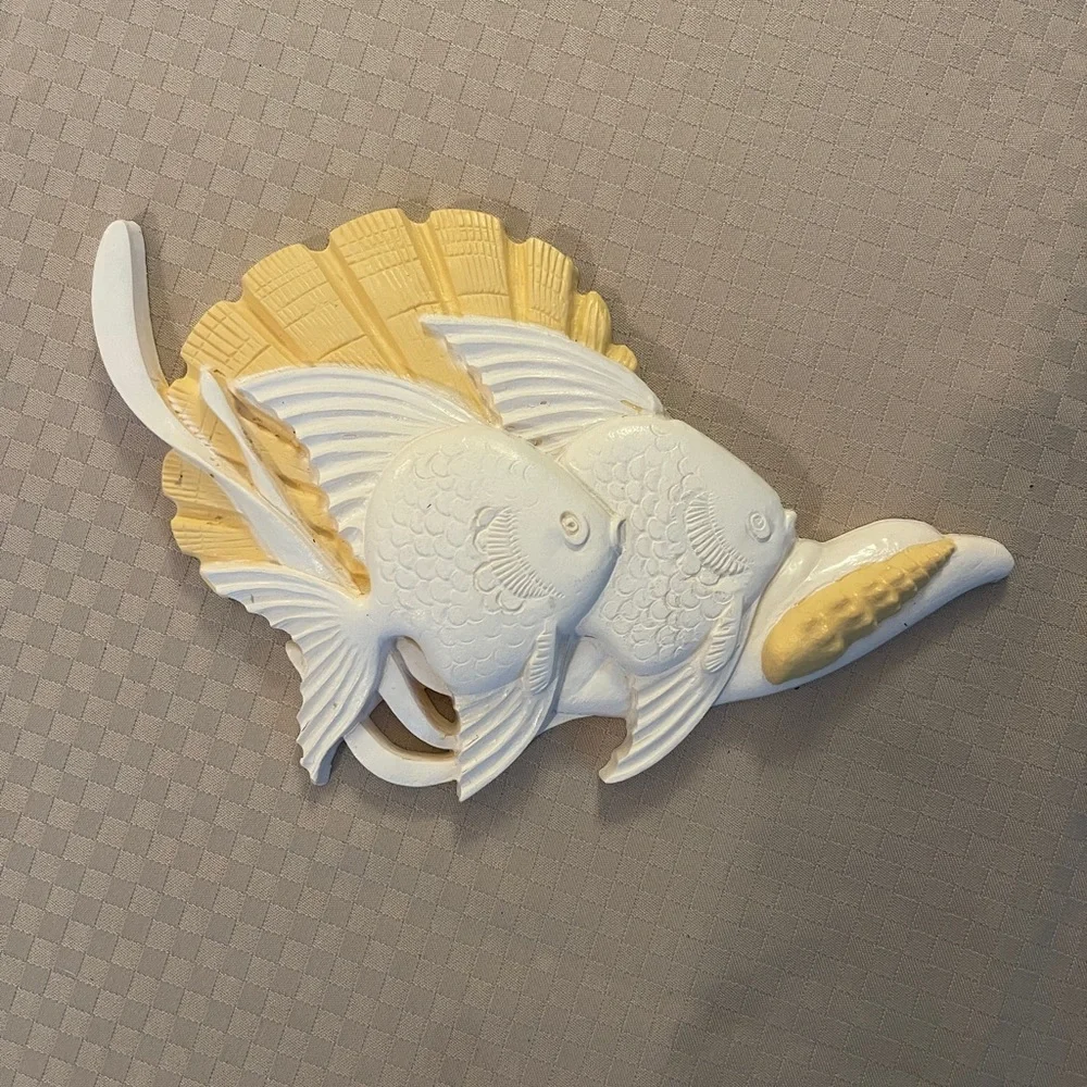 Burwood VTG 1989 Neutral Tone Tropical Fish Seashells 4 Piece Wall Hangings. - Picture 3 of 12